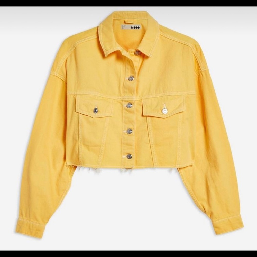 TopShop Yellow Denim Cropped Jacket